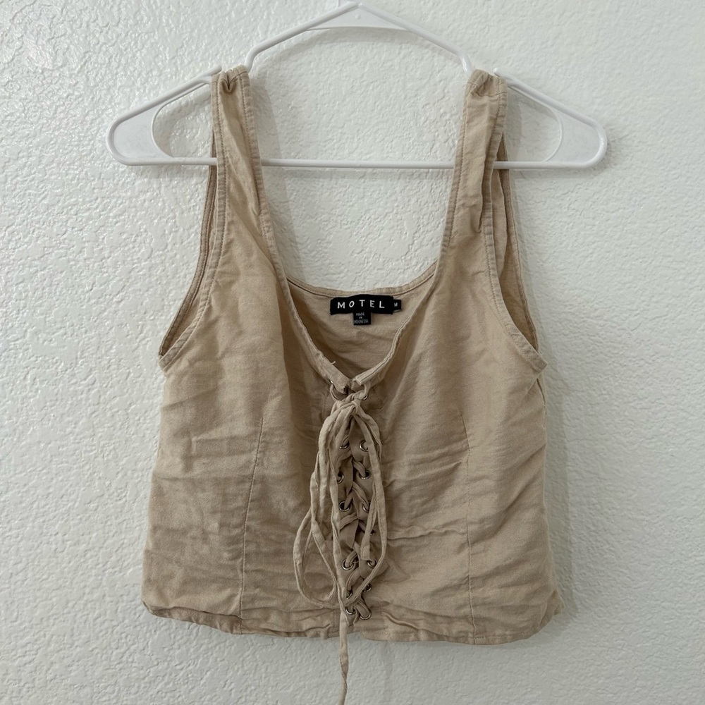 Motel Rocks beige corset vest top